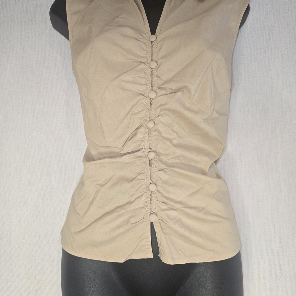 Apostrophe Tan Button-Front Blouse - image 3